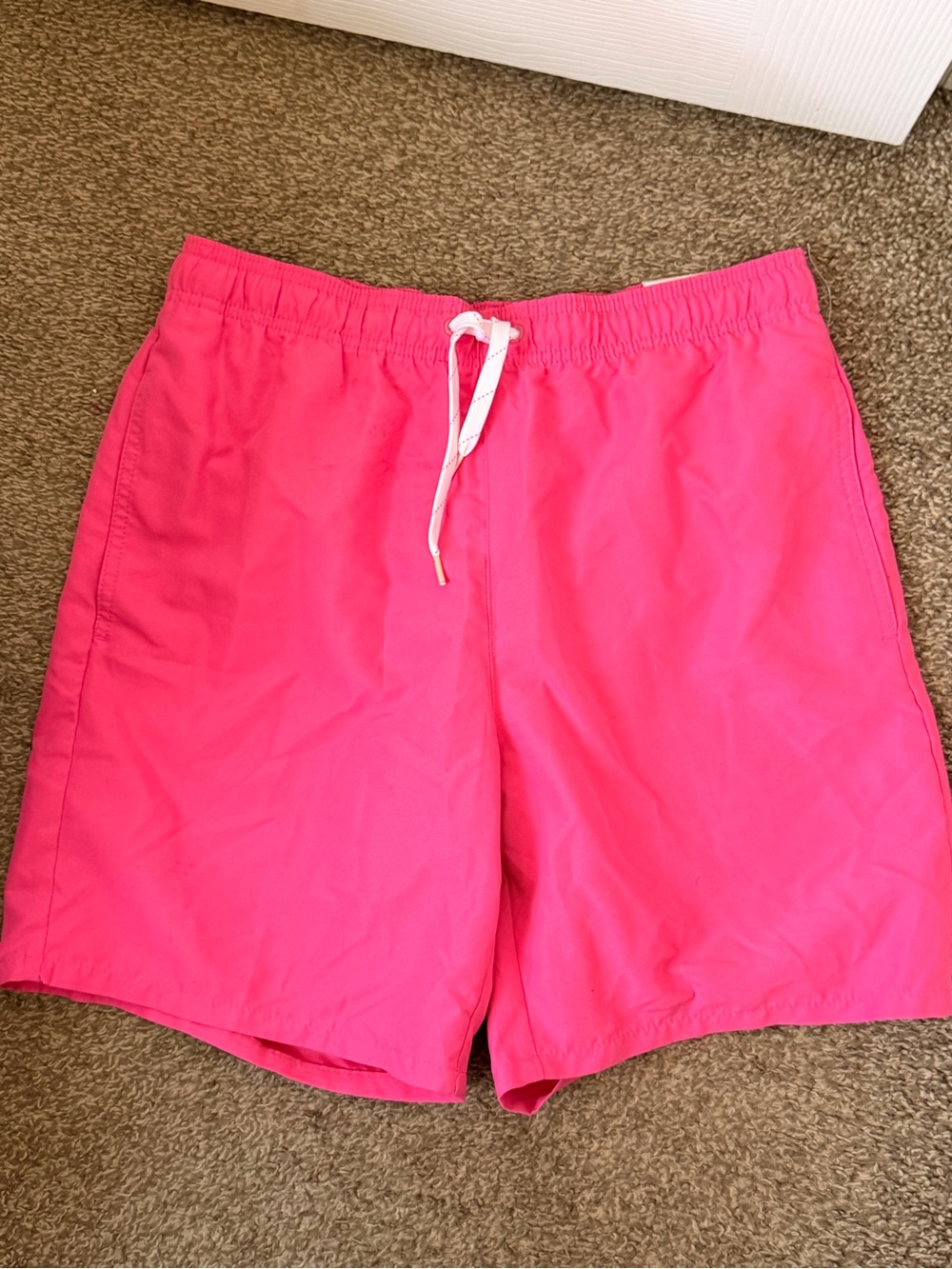 Old Navy Hot Pink Athletic Swim Shorts with White Drawcord